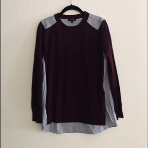 J.Crew Maroon and Pinstripe Sweater